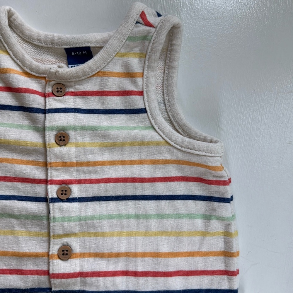 Old Navy Colorful Striped Sleeveless Romper | 6-12M - Picture 3 of 7